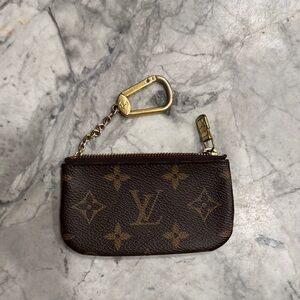 Louis Vuitton Brown Monogram Key & Card Holder with Gold Chain Clip